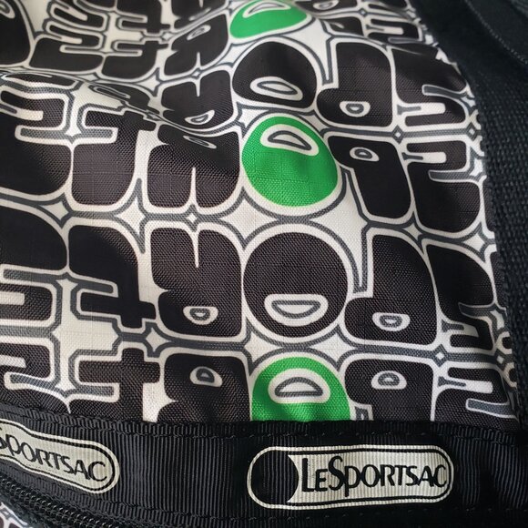 Le Sport Sac Green White Black Weekender Duffle Bag Suitcase + Makeup Tote - Picture 5 of 13